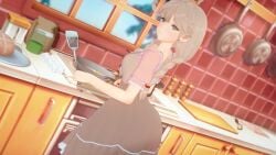 3d bread cooking egg faye_(fire_emblem) fire_emblem fire_emblem_echoes:_shadows_of_valentia frying_pan jollyoldsoldier kitchen spatula