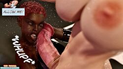 3d big_balls big_breasts big_penis cock_slap dark-skinned_female dark_skin dickgirl female fighting fighting_ring freia_stormbringer futanari horsecock light-skinned_futanari light_skin squarepeg3d