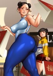 2girls big_breasts bubble_ass bubble_butt chun-li li-fen multiple_girls shiory street_fighter street_fighter_6 wide_hips wide_thighs