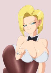 android_18 big_ass big_breasts big_butt bunnysuit dragon_ball huge_ass huge_breasts huge_butt jukuta seductive seductive_smile