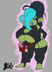 1girls big_breasts black_hair corruption_of_champions dat_ass female female_focus female_only gigantic_breasts goblin goblin_female huge_breasts lurkergg lynette_(corruption_of_champions) monster monster_girl shortstack thick_thighs