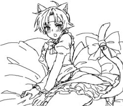 1boy bed bell blush catboy crossdressing cute gay maid maid_dress male_focus male_only panties pillow puyo_puyo ribbon schezo_wegey