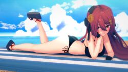 1girls 2022 3d beach bikini black_bikini female female_focus hair hair_ornament himea_d'almaria kuro_neko_(alexand21631631) light-skinned_female light_skin looking_at_viewer posing red_hair solo solo_female solo_focus virtual_youtuber wactor wactor_es wactor_production