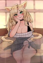 <3_eyes <3_pupils 5_fingers ahoge animal_humanoid areola areola_slip arm_support big_breasts biped blonde_hair blurred_background blush bottomwear bra_strap bracelet breasts brown_markings cat_humanoid cheek_markings choker cleavage clothed clothing clothing_lift colored curvy_figure day detailed_background digital_media_(artwork) eyelashes facial_markings felid felid_humanoid feline feline_humanoid female final_fantasy final_fantasy_xiv fingers flashing flashing_pussy fluffy fluffy_tail front_view fur glass glass_table glistening glistening_hair green_eyes grey_bottomwear grey_clothing grey_skirt hair hand_on_face head_markings heart hi_res hourglass_figure humanoid humanoid_hands inner_ear_fluff inside jewelry light_body light_skin lips long_hair long_tail looking_at_viewer mammal mammal_humanoid markings miqo'te monotone_body monotone_ears monotone_fur monotone_hair monotone_tail necklace no_underwear partially_clothed pattern_bottomwear pattern_clothing pattern_skirt pink_areola pink_inner_ear plaid plaid_bottomwear plaid_clothing plaid_skirt portrait public public_exposure pushpup shaded sitting skirt skirt_lift sky smile solo square_enix three-quarter_portrait topwear translucent translucent_furniture translucent_table tuft video_games white_clothing white_topwear wide_hips window yellow_body yellow_ears yellow_fur yellow_inner_ear_fluff yellow_tail