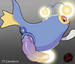 anglerfish animal_genitalia anus big_penis bioluminescence blue_anus darkened_genitalia digital_media_(artwork) erection feral fin fish generation_2_pokemon genitals glowing glowing_anus glowing_genitalia glowing_penis hi_res huge_cock lanturn long_penis looking_at_viewer male male_only marine nintendo open_mouth penis pokemon puffy_anus purple_penis rapistwerewolf rear_view red_eyes simple_background smile solo thick_penis video_games