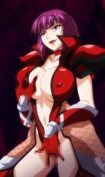 1girls big_breasts bodysuit breast_grab breasts brown_eyes busty censored cleavage covered_navel female female_only fingering grabbing grabbing_own_breast highres kunoichi legs lipstick makeup masturbation mature_female milf navel no_bra oboro_(taimanin_asagi) pink_hair purple_hair red_lips screencap screenshot self_fondle short_hair smile solo stitched sweat taimanin_(series) taimanin_asagi thighs third-party_edit voluptuous