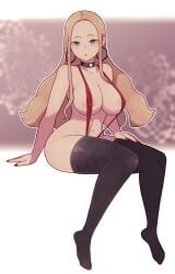 breasts choker lamb-oic029 oleana_(pokemon) pokemon pokemon_ss sling_bikini stocking