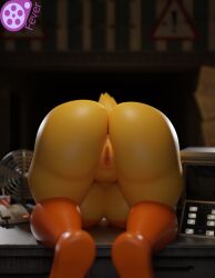 1girls 3d 3d_(artwork) anthro anus ass big_ass big_breasts breasts female feversfm five_nights_at_freddy's five_nights_at_freddy's_2 furry hi_res huge_ass presenting presenting_anus presenting_hindquarters presenting_pussy pussy solo thick_thighs toy_chica_(fnaf) toy_chica_(love_taste)