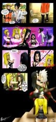 black_eyes black_hair blonde_hair blue_eyes cleavage english_text feminization jiraiya lipstick maid_headdress maid_uniform mascara mind_control naruko naruto naruto_(series) panty_shot rule_63 sasuke_uchiha sasuko schinkn text twintails uzumaki_naruto