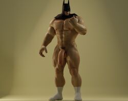 1boy bara batman batman_(series) big_penis dc fat_cock male male_only muscular muscular_male penis solo solo_male voluox