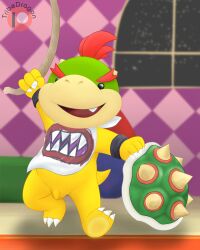 bowser_jr. charmandrigo claws cute_fang male mario_(series) nintendo rope shell small_penis solo_male turtle yellow_scales