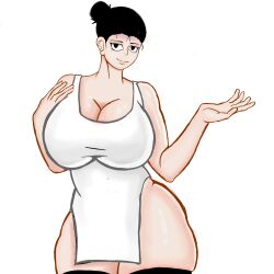 1girls 2022 apron apron_only ass_grab big_breasts black_eyes black_hair breasts chichi dragon_ball dragon_ball_z female ibispaintx light-skinned_female light_skin looking_at_viewer milf mostly_nude no_bra no_panties sh3ar short_hair tagme thick_thighs thighs white_background