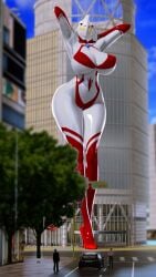 3d 3d_(artwork) artist_request ass big_ass big_breasts breasts fat_ass female giantess heroine high_heels huge_breasts large_breasts milf mother mother_of_ultra nipple_bulge nipples pose posing pussy solo thick thick_ass thick_thighs ultraman_(franchise) voluptuous wide_hips