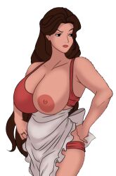 1girls annoyed apron big_breasts breasts breasts_out brown_hair busty female female_only hands_on_hips large_breasts legs long_hair mature mature_female mature_woman milf milftoon nipples solo thick_thighs voluptuous