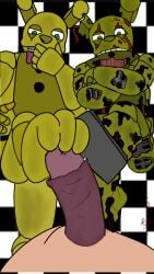 3boys animatronic artist_request dick erection five_nights_at_freddy's five_nights_at_freddy's_3 fnaf foot_fetish footjob gay green_body looking_at_another male male_only on_floor penis rabbit robot spring_bonnie spring_bonnie_(fnaf) springtrap springtrap_(fnaf) tagme yellow_fur