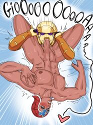 arms_around_legs blush comic fellatio gold_experience guido_mista jojo's_bizarre_adventure male male_only muscular_male nemdreams nude_male oral stand_(jjba) vento_aureo