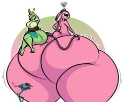 2girls alien angel_(lilo_and_stitch) anthro big_ass bonnie_(lilo_and_stitch) bubble_butt colossal_ass cross-popping_vein disney experiment_(lilo_and_stitch) female gigantic_ass growth_ray huge_breasts hyper_ass lilo_and_stitch looking_back multiple_girls puffster3 size_difference tagme thick_thighs thunder_thighs tied_up voluptuous wide_hips