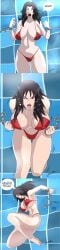 asphyxiation barefoot big_breasts bikini black_hair breaking breaking_chain breasts busty chained chains drowning erect_nipples erect_nipples_under_bikini erect_nipples_under_swimsuit female female_only kurenai_yuhi long_hair naruto naruto_(series) naruto_shippuden pool red_eyes skimpy skimpy_bikini solo solo_focus speech_bubble strength strong submerged swimsuit talking text underwater voluptuous water wrist_cuffs yuuhi_kurenai zetarok