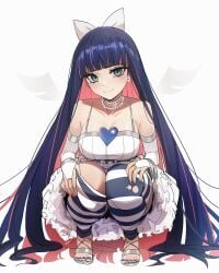 big_breasts breasts goth goth_girl gothic kiritzugu kneeling large_breasts painted_nails painted_toenails panty_&_stocking_with_garterbelt revealing_clothes shoulders stocking_anarchy thick thick_thighs