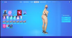 3d areolae big_ass blonde_hair breasts catalyst_(fortnite) epic_games fortnite fortnite:_battle_royale game_ui hud looking_back mask nipples purple_hair sideboob solo soypatu_nsfw spanish_text text thick_thighs