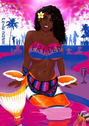 1girls bisexual_pride_colors curly_hair danmapp dark-skinned_female huge_breasts mermaid nipples orange_eyes original original_character rongo_(dan_mapplethorpe) smiling smiling_at_viewer tagme thick_lips