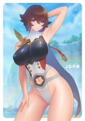 arm_up armpit armpits arms_up belly belly_button big_breasts breasts fiorayne hand_on_thigh hips jdpr large_breasts legs monster_hunter monster_hunter_rise nipple_bulge thick thick_thighs thighs tomboy