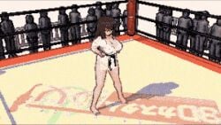 1boy 1girls animated big_breasts commentary_request defeated female fight karate long_hair mianjuzi mmd muscles rape ryona sin_sack surprised voluptuous wrestling_ring