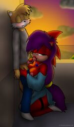 big_breasts blowjob_face breasts closed_eyes cyrus fellatio mobian_(species) night_sky penis sega sex smoking sonia_the_hedgehog sonic_(series) sonic_the_hedgehog_(series) sonic_underground squeezing squeezing_breast sucking_penis tails tails_the_fox