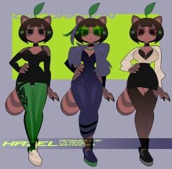 1girls anthro big_breasts breasts female glasses glassrunner leaf_on_head mob_face raccoon_tail solo tagme tanuki tanuki_girl_(glassrunner)