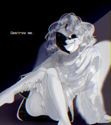 1boy 1femboy analog_horror arrogant catholic christianity chromatic_aberration femboy gabriel_(mandela_catalogue) long_hair long_sleeves loose_clothes male_only mandela_catalogue monster_femboy nightmare_husbando open_legs precum public_domain tagme text tight_fit