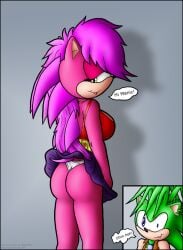 1girls big_ass big_butt boy_meets_girl calling_for_help female female_only green hedgehog incest manic_the_hedgehog mobian_(species) pink sega solo solo_female sonia_the_hedgehog sonic_(series) sonic_the_hedgehog_(series) sonic_underground