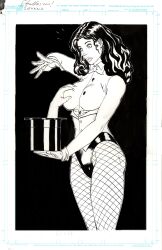 1girls ass black_and_white black_hair butt chris_foulkes curvaceous curvy curvy_female curvy_figure dc dc_comics exposed_ass exposed_butt female fishnet fishnet_stockings fishnets heroine hourglass_figure monochrome solo solo_female stockings straight_hair superhero superheroine tagme voluptuous zatanna zatanna_zatara