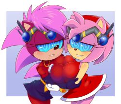 amy_rose big_ass big_breasts breasts clothed clothed_female clothing hecticarts hypnosis mind_control sega sonia_the_hedgehog sonic_(series) sonic_the_hedgehog_(series) sonic_underground squeezing squeezing_breast