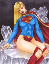 1girls blonde_hair blue_eyes chris_foulkes curvaceous curvy curvy_female curvy_figure dc dc_comics female heroine hourglass_figure kara_danvers kara_zor-el solo solo_female supergirl superheroine tagme voluptuous