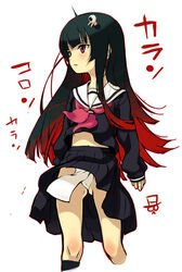 black_hair blunt_bangs enma_ai fundoshi hime_cut jigoku_shoujo long_hair red_eyes school_uniform seifuku serafuku solo