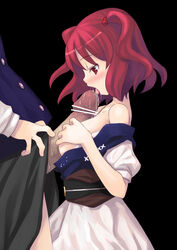 breasts censored eiki_shiki error fellatio female futa_on_female futa_with_female futanari highres huge_cock intersex kagura_mizuki komachi_onozuka oral paizuri penis red_eyes red_hair touhou