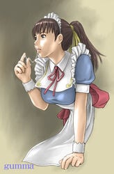 brown_hair cum cum_in_mouth gumma kisaragi_gunma maid ponytail tied_hair