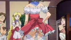 dvd female jpeg_artifacts kareha mayumi_thyme no_panties screencap shuffle! thighhighs waitress