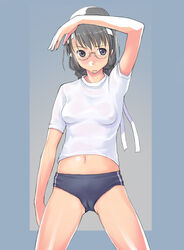 cameltoe female glasses gym_uniform headband original ribbon single_vertical_stripe takeda_sun