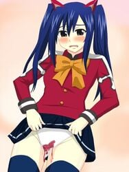 blue_hair clothing fairy_tail female menophilia menstruation panties period_blood skirt tagme wendy_marvell