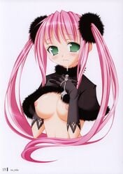 breasts cum gloves green_eyes highres long_hair no_title oshaban pink_hair sasahiro tied_hair twintails