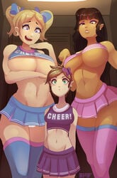 3girls big_breasts breasts edit female female_only huge_breasts larger_female milkriot multiple_girls size_difference small_breasts smaller_female third-party_edit underboob