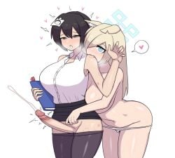 bite blue_archive cum dog_girl female futanari halo kanna_(blue_archive) nibbling sensei_(blue_archive)