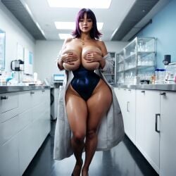 1girls ai_generated animated clinic covering_breasts curvy curvy_body curvy_female curvy_figure female female_focus female_only hand_bra indoors light-skinned_female light_skin medium_hair nintendo no_sex no_sound non-nude philena_ivy pokemon purple_hair realistic sfw swimsuit swimwear tagme thick_thighs thong_swimsuit video vilacrym voluptuous walking wide_hips