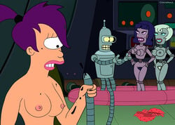 bender_bending_rodriguez breasts chainmale esther_(futurama) female futurama robot robot_girl ruth_(futurama) tagme turanga_leela