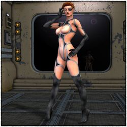 1:1 2009 3d 6_of_9 alien areolae big_breasts borg_(species) breasts cyborg female high_heels humanoid implants light_skin nipples original_character red_hair star_trek