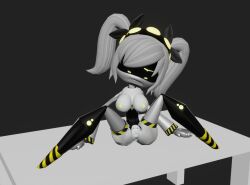 1girls 3d 3d_model 3d_render aheagao blender_(software) female female_only j_(murder_drones) murder_drones pleasured_face pleasured_female serial_designation_j table twintails white_hair