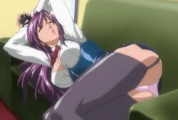 1girls about_to_be_raped arms_up ass ass_focus before_sex bible_black bible_black_new_testament bondage bowtie bra breasts center_opening couch erect_penis faceless_male female female_focus fingerless fingerless_gloves garter_belt garter_straps gloves heels high_heels horny horny_female ichikawa_aki imminent_molestation imminent_sex imminent_vaginal implied_sex inviting_to_sex lipstick long_hair long_sleeves lying_on_side male nipples no_bra no_panties panties panties_removed pants police police_officer police_uniform policewoman purple_hair pussy restrained screencap shin_bible_black shirt short_hair sleeves_rolled_up stockings tied_hands tied_up uncensored