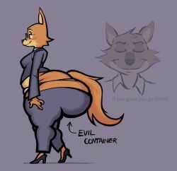 2020s 2025 2025s anthro ass big_ass big_butt blush blush_lines bubble_ass bubble_butt canid canine canis closed_eyes clothed clothing diane_foxington dreamworks dreamworks_animation evil_container female fox fox_girl furry glasses governor high_heels high_resolution highres huge_ass huge_butt huge_thighs hyper_ass hyper_butt male meme mr._wolf_(the_bad_guys) my_mom_is_kinda_homeless nitarufatlover shoes side_view sideview simple_background smiling suit the_bad_guys thick_ass thick_hips thick_thighs thong trying_not_to_laugh wolf