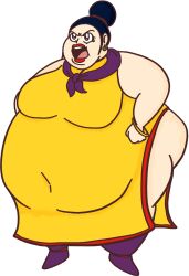 1girls angry angry_expression big_breast black_hair bluhmaster chichi clothed clothed_female dragon_ball dragon_ball_z earring fat fat_female female female_only fully_clothed hair_bun huge_breasts large_ass large_breasts morbidly_obese morbidly_obese_female non-nude obese obese_female overweight overweight_female red_lips shouting solo transparent_background